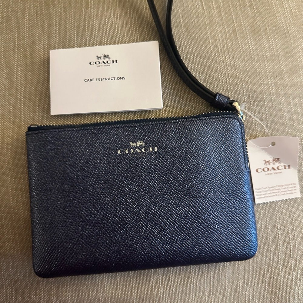 Coach Midnight Blue Textured Wristlet